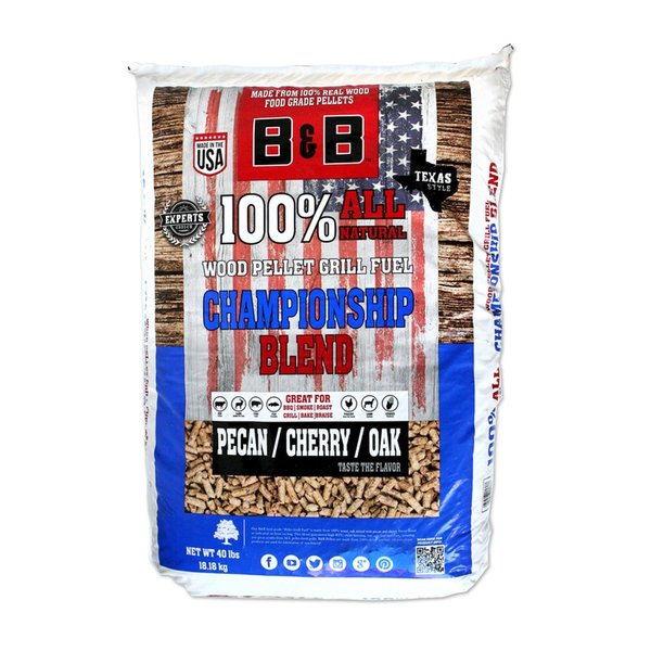 B&B Championship Blend Pellets B&B Charcoal Championship Blend Hardwood Pellets All Natural Cherry/Oak/Pecan 40 lb 00136